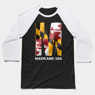 MARYLAND STATE FLAG AND MARYLAND M DESIGN Baseball T-Shirt